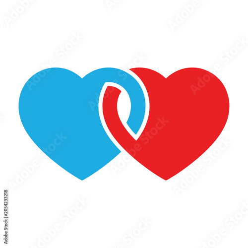 Interlocking hearts symbol love relationship