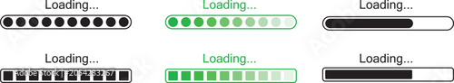 Loading animation icons set with different styles and colors for web and app design