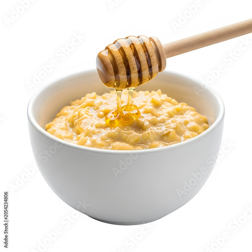 Bowl of oatmeal with honey drizzle