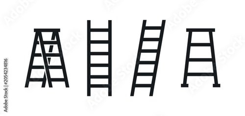 Cuadro en lienzo Ladder Icon Set With Step Ladder Extension Ladder Construction Equipment Mainten