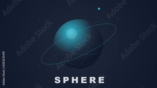 Abstract Blue Sphere with Ring in Deep Space.