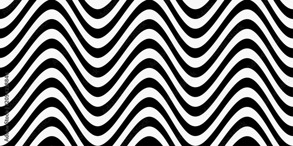 Obraz premium Abstract Black and White Geometric Pattern with Waves. Black and White texture Background pattern wallpaper vector illustration, new, 