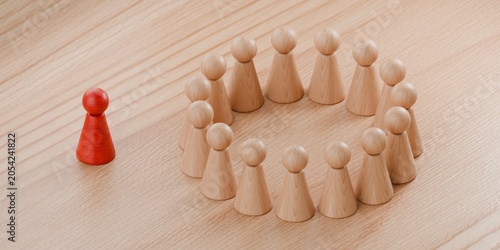 Φωτογραφία 3d pawn figurines in a group, with one isolated, social exclusion, ostracise, gr