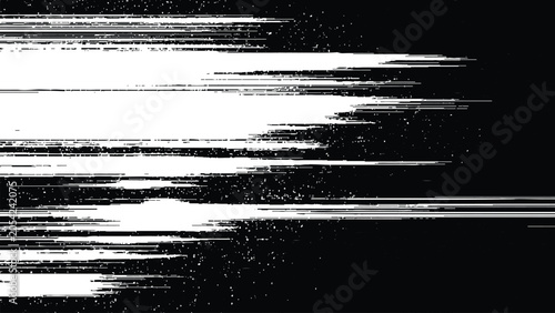 Photos Glitch video distortion effect with white and black horizontal lines and noise