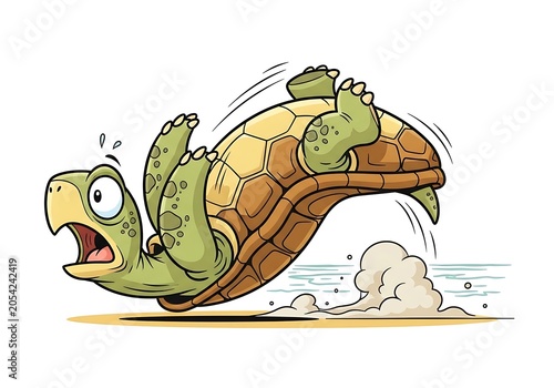 Animated Turtle Running Fast with Expressive Face.