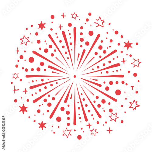 Red Firework Burst Flat Design Vector