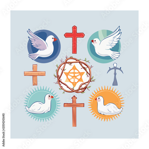 Religious Symbols Vector Illustration