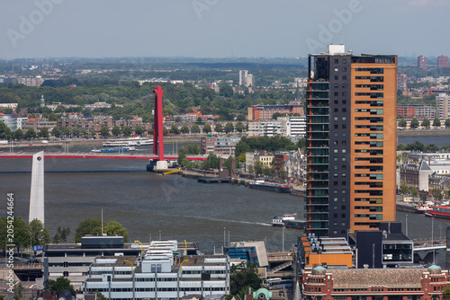 Rotterdam City Skyline and Willems Bridge from Euromast