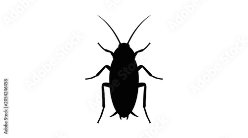 Fotografía Cockroach Silhouette On White Background Insect Shape Illustration