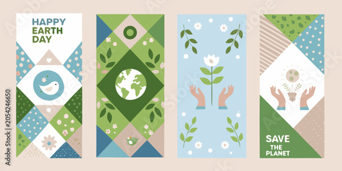 Картината върху платно Floral ornament set with earth and leaf motifs vector illustration