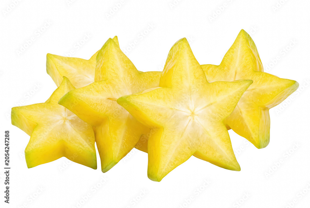 Fototapeta premium Fresh Ripe Slices of Yellow Star Fruit