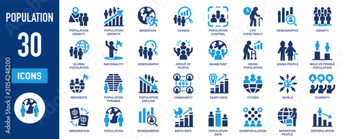 Canvastavla Population and demographics icon set