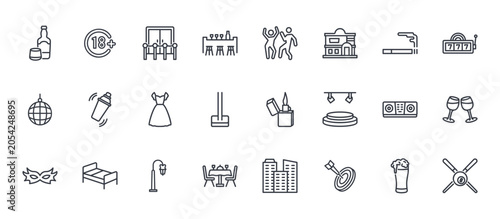 Fotografie 24 outline Night Life web icons such as beer, dinner, dj mixer, shaker, dance