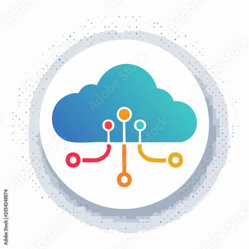 Cloud Computing Icon with Network Connections
