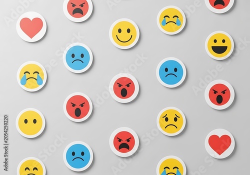 Collection of Various Emoji Faces Showing Emotions.