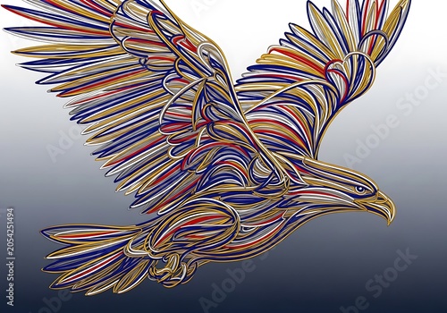 Colorful Abstract Eagle Illustration with Dynamic Lines.