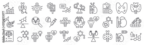 Fotografie 30 thin line Endocrinology icons for web, app and interface design featuring hormone, pancreatic, hormone, endocrine, hormonal