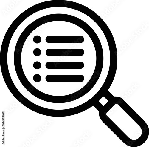 Magnifying glass over a checklist, symbol for research, analysis, and data verification