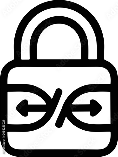 Secure Data Lock Icon with Abstract Encryption Symbol