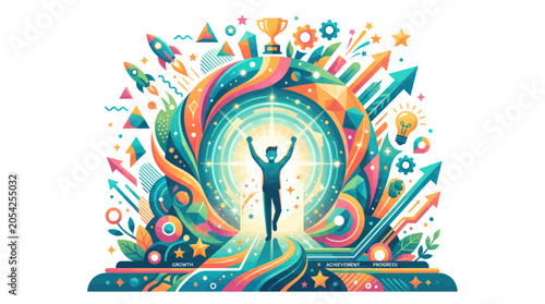 Foto Person with arms raised in celebration.