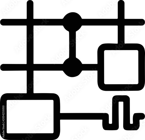 Abstract Network Connection Diagram with Nodes and Lines