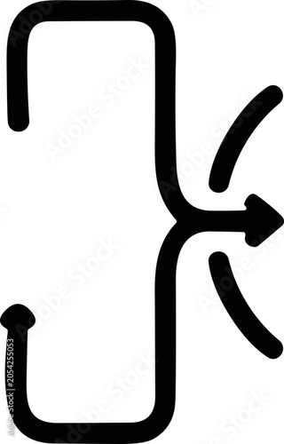 Abstract Bracket Symbol with Arrow, Outgoing Direction