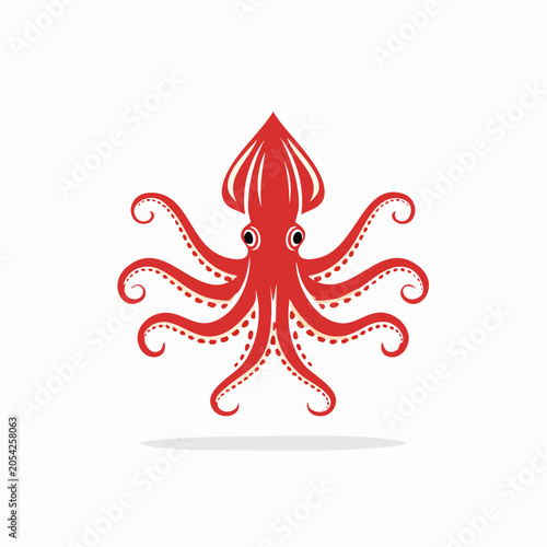 Stylized Red Squid Illustration