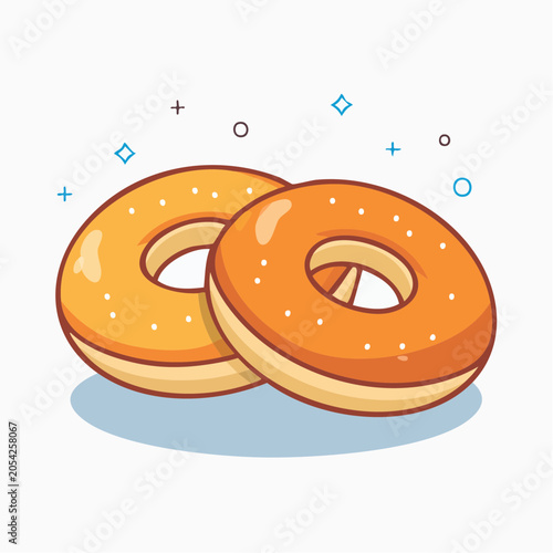 Two Cartoon Bagels with Sprinkles