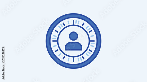 User profile icon with circular target or radar scope design