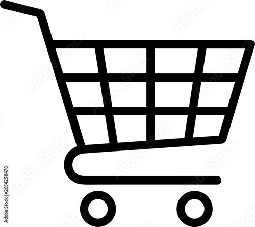 Bild auf Leinwand Shopping Cart Icon - Simple Black Outline on White Background
