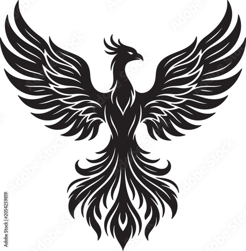 Tableau sur toile phoenix, silhouette, mythical, bird, fire, fantasy, rebirth, flame, magical, leg