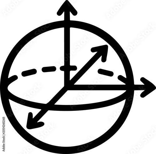 Konstfotografi Abstract 3D Cartesian Coordinate System with Sphere and Arrows