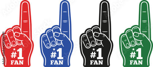 Four colorful foam finger #1 fan icons