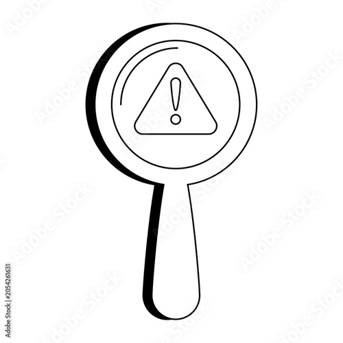 Security threat search magnifying glass warning icon
