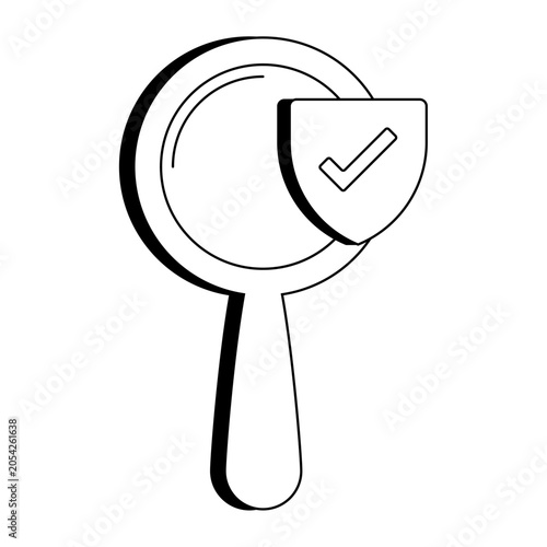 Security threat search magnifying glass warning icon
