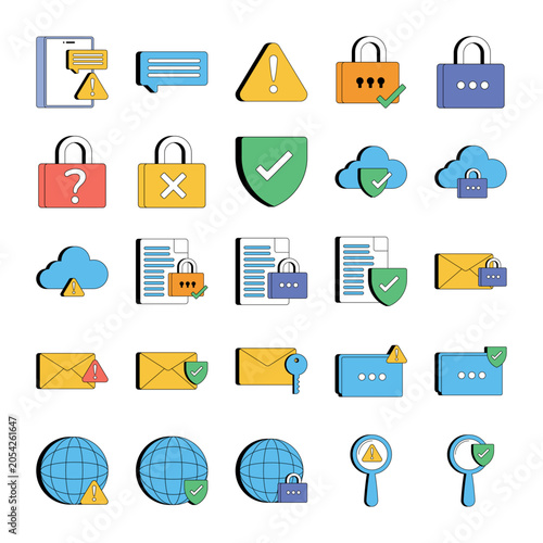 Network safety web elements pack with locks and shields
