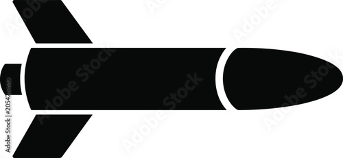 Billede på lærred Black silhouette illustration of a missile or rocket symbolizing aerospace techn