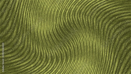 Foto Highly detailed macro abstract texture featuring densely packed olive green fibers arranged in smooth, undulating wave formations