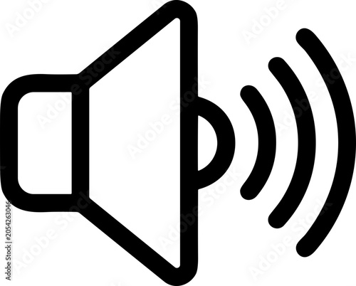Tableau sur toile Speaker icon emitting sound waves, symbol for audio, volume, and music