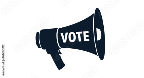 Tableau sur toile Political campaign concept with megaphone and vote message in bold letters for e