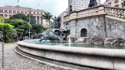 Ramos de Azevedo Fountain Monument in Sao Paulo - Brazil Stock Footage