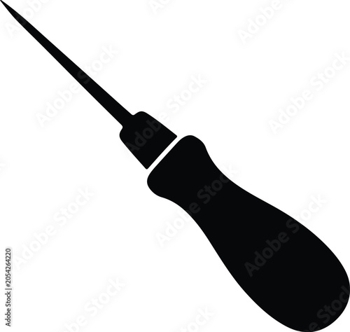 Fotografia Silhouette vector of a sharp metal awl hand tool design