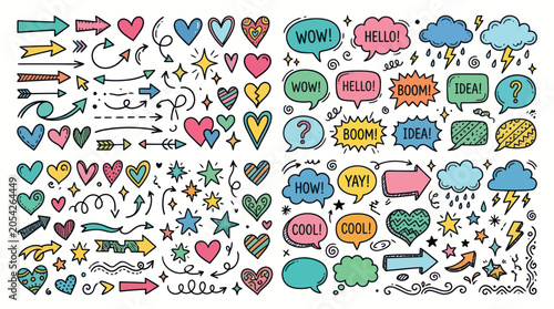 Foto Colorful stickers with fun designs.