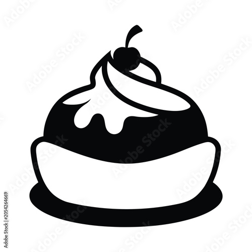 Pudding Dessert Outline Vector Illustration