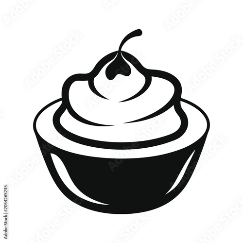 Minimal Pudding Dessert Logo Vector Illustration