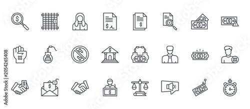 фотографія 24 outline Corruption web icons such as steal, Politician, conflict, arrest, files