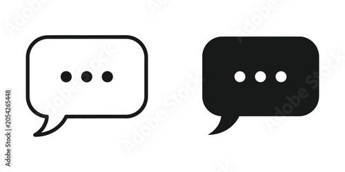 Speech bubbles with ellipsis in flat design style on white background for communication concepts