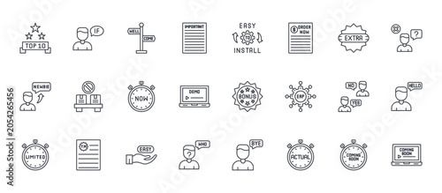 Foto 24 outline Miscellany Texts and Badges web icons such as coming soon, who, yes and no, out of stock, easy installation
