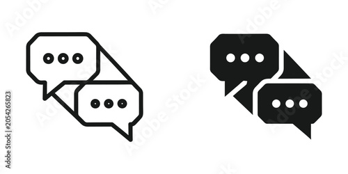 Two speech bubbles linked in conversation during communication with a clean graphic style