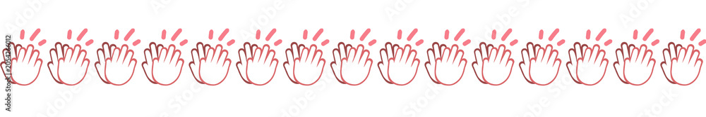 Fototapeta premium Clapping Hands Seamless Border Set on transparent Background. Applause Emoji Clapping Hands Pattern Illustration Element. Cute Cartoon Hand Clapping Celebration Design Assets